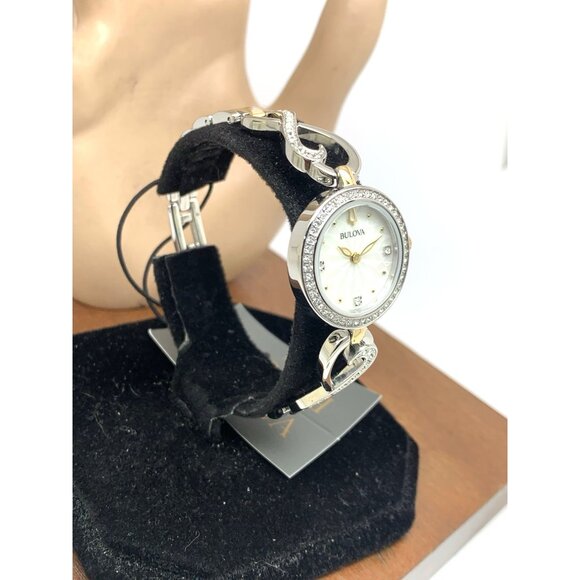Bulova Women's Watch 98X120 Quartz Mother of Pearl Dial Two Tone Petite 24mm - Picture 14 of 14